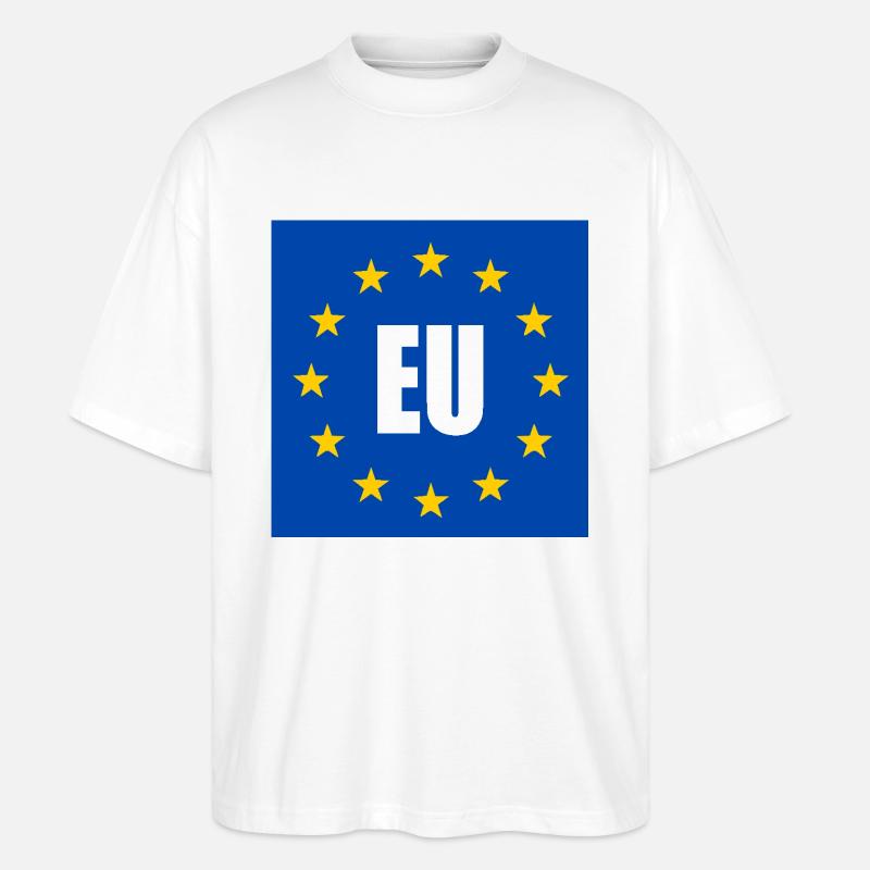 Drapeau de l’UE - T-shirt bio Blaster 2.0 coupe oversize Stanley/Stella Unisexe - blanc