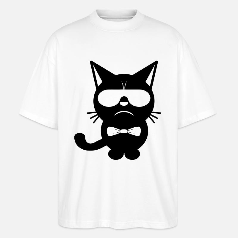 Bow Tie Cat - Stanley/Stella Oversized Unisex Bio T-Shirt Blaster 2.0 - Weiß