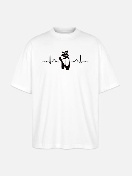 Balet, Tancerz, Bicie Serca, Ekg, Balerina - Ekologiczne Koszulka Oversize Unisex Stanley/Stella Blaster 2.0 - biały