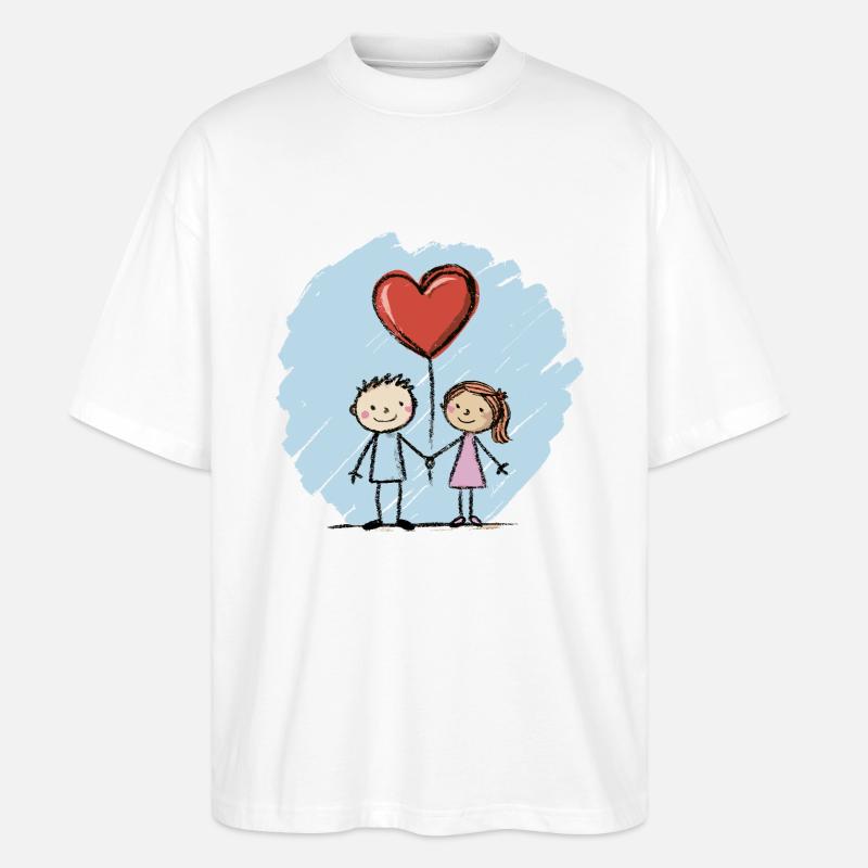 Lovers, Stick Figures, Couples, Valentine's Day - Stanley/Stella Oversized Unisex Organic T-shirt Blaster 2.0 - white