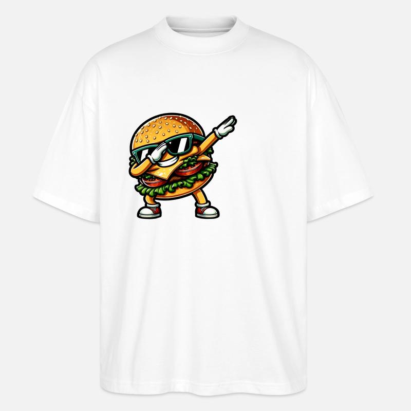 Hamburger & Cheeseburger Dabbing - Stanley/Stella Oversized Unisex Bio T-Shirt Blaster 2.0 - Weiß