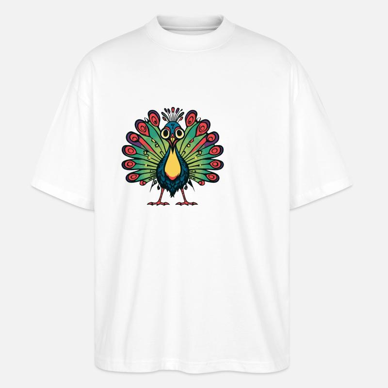 Pfau Vogel Halloween Comic Lustig - Stanley/Stella Oversized Unisex Bio T-Shirt Blaster 2.0 - Weiß