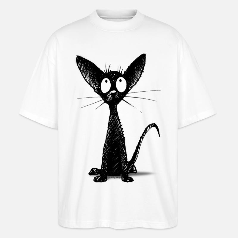 Kleine schwarze Katze - Stanley/Stella Oversized Unisex Bio T-Shirt Blaster 2.0 - Weiß