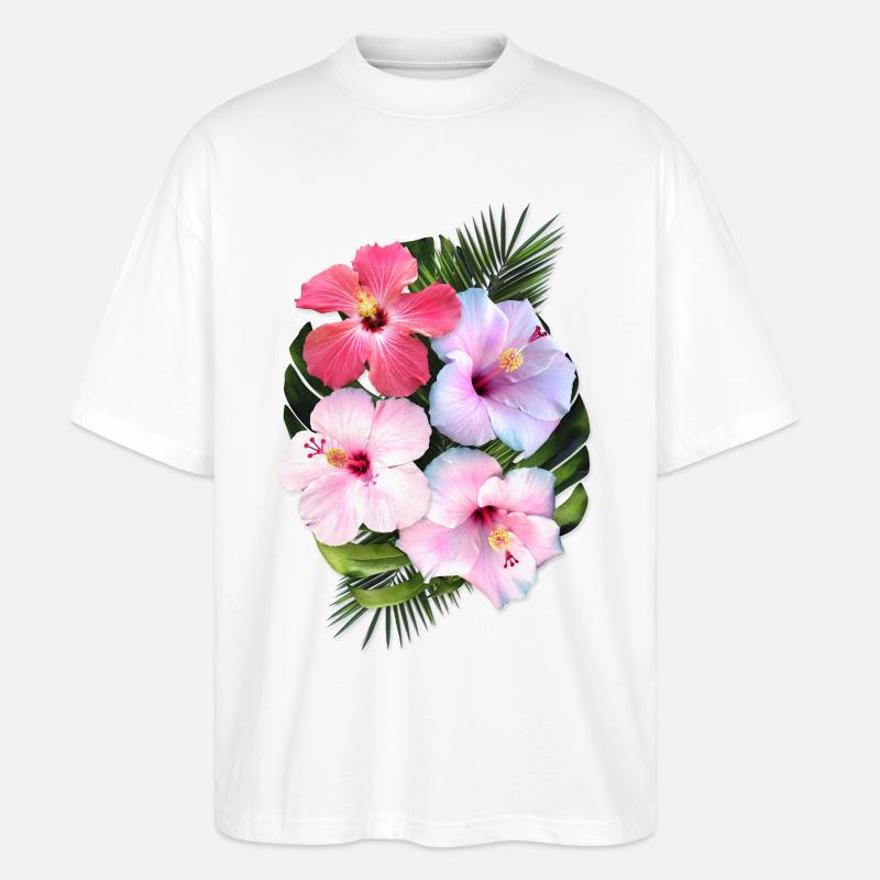 AD Hibiscus - Stanley/Stella Oversized Unisex Bio T-Shirt Blaster 2.0 - Weiß