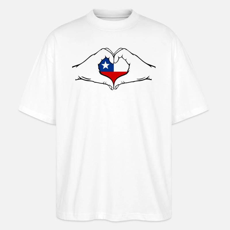 Chile Herzform mit Hände - Stanley/Stella Oversized Unisex Bio T-Shirt Blaster 2.0 - Weiß