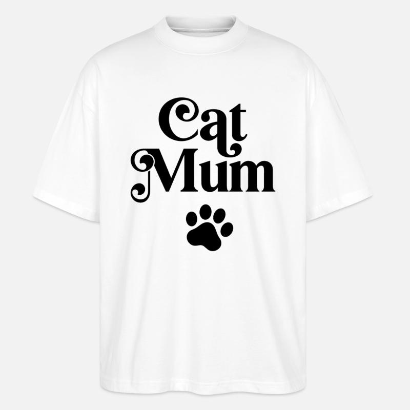 Katzen-Mama - Stanley/Stella Oversized Unisex Bio T-Shirt Blaster 2.0 - Weiß