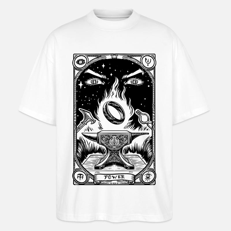 Ein Ring Tarot schwarz - Stanley/Stella Oversized Unisex Bio T-Shirt Blaster 2.0 - Weiß