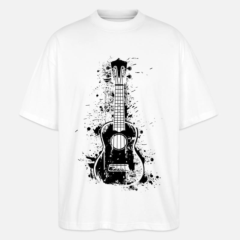 Ukulele Farbklecks - Stanley/Stella Oversized Unisex Bio T-Shirt Blaster 2.0 - Weiß