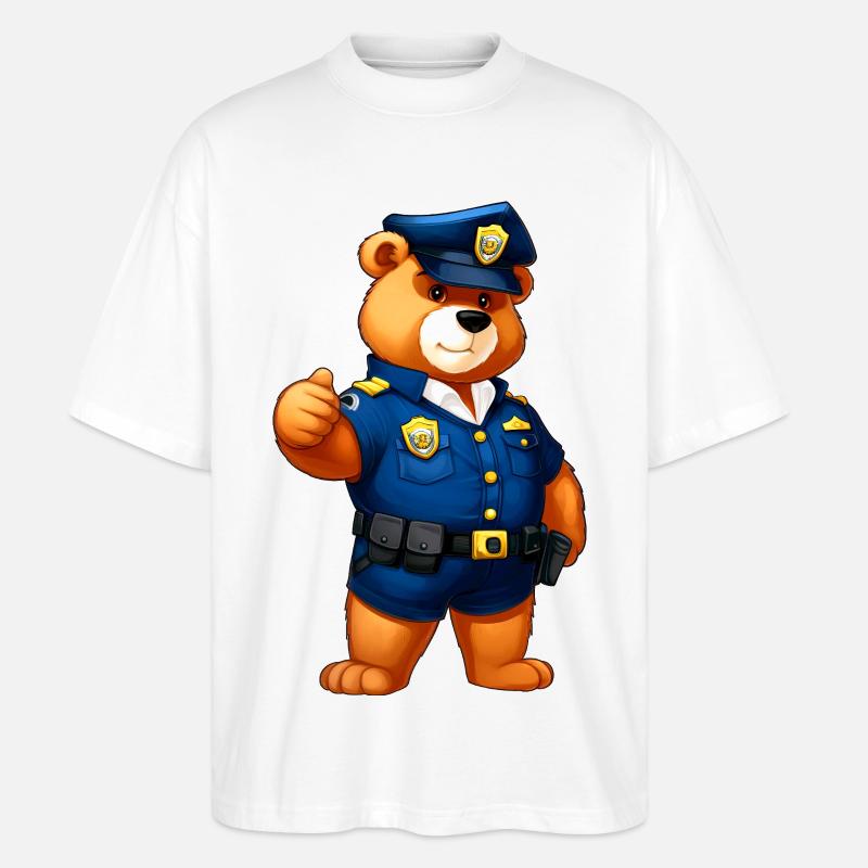 Bären Polizei - Stanley/Stella Oversized Unisex Bio T-Shirt Blaster 2.0 - Weiß