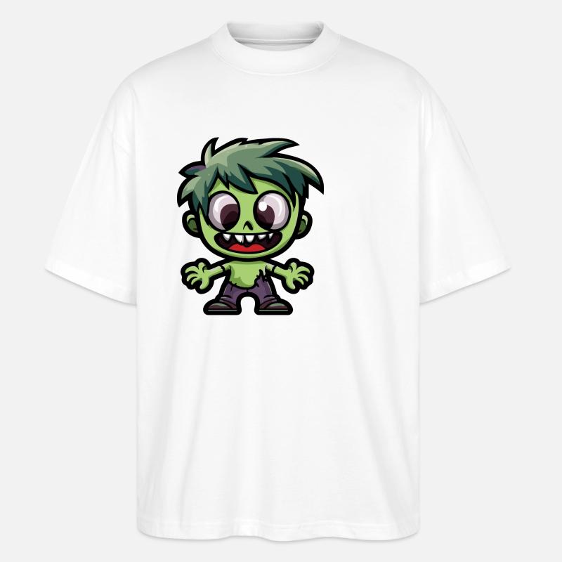 Zombie Halloween Cute Comic - Stanley/Stella Oversized Unisex Organic T-shirt Blaster 2.0 - white