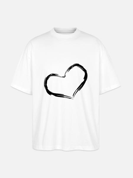 Heart design brush black - Stanley/Stella Oversized Unisex Organic T-shirt Blaster 2.0 - white