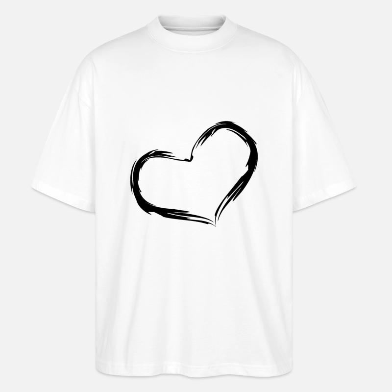 Herz Design Bürste Schwarz - Stanley/Stella Oversized Unisex Bio T-Shirt Blaster 2.0 - Weiß