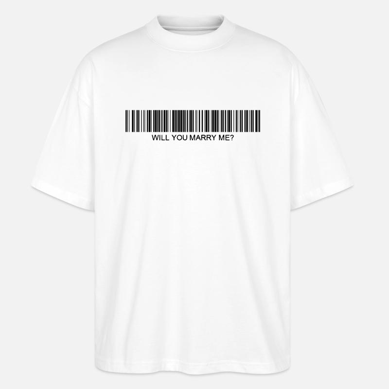 Veux-tu m’épouser Code-barres - T-shirt bio Blaster 2.0 coupe oversize Stanley/Stella Unisexe - blanc