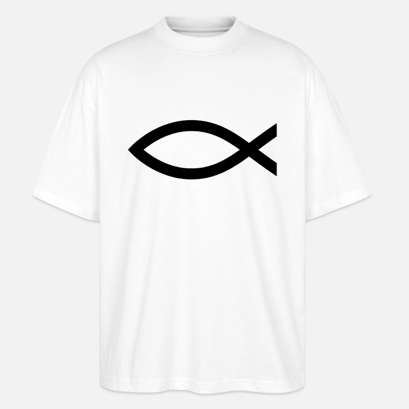 Fisch (Christentum) - Stanley/Stella Oversized Unisex Bio T-Shirt Blaster 2.0 - Weiß