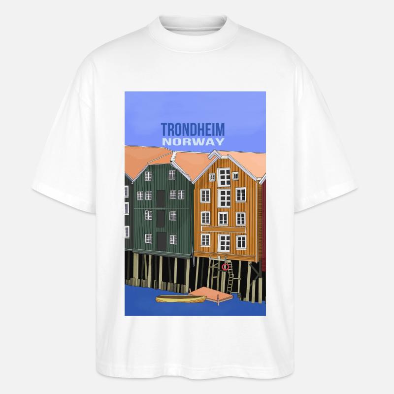 Trondheim Norwegen - Stanley/Stella Oversized Unisex Bio T-Shirt Blaster 2.0 - Weiß