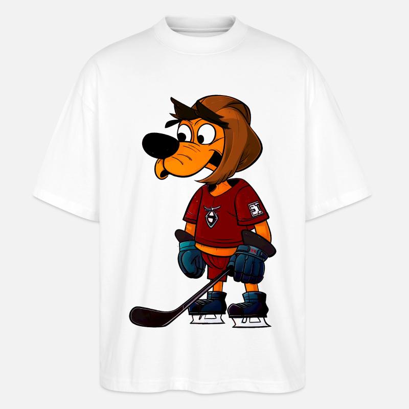 Hunde Eishockey - Stanley/Stella Oversized Unisex Bio T-Shirt Blaster 2.0 - Weiß