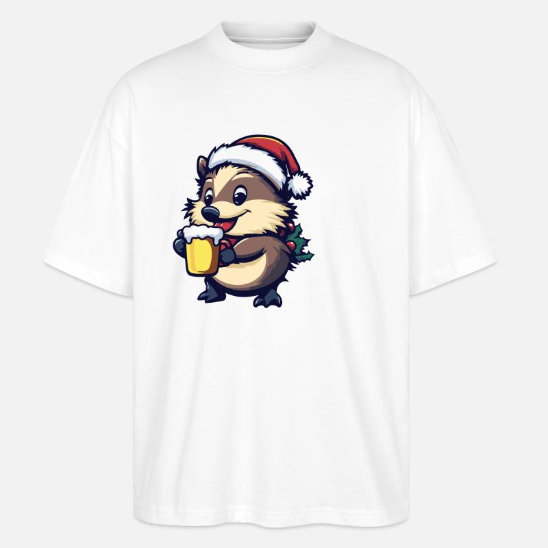 Igel Weihnachten Bier - Stanley/Stella Oversized Unisex Bio T-Shirt Blaster 2.0 - Weiß