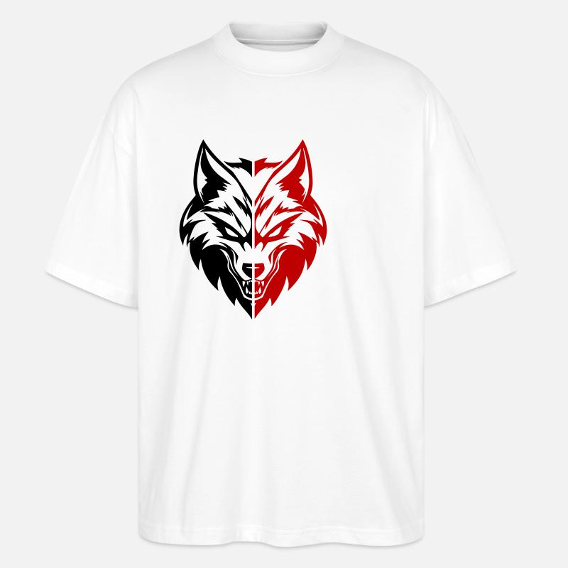 Wolf Kopf Symbol - Stanley/Stella Oversized Unisex Bio T-Shirt Blaster 2.0 - Weiß