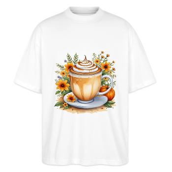 Latte à la citrouille - T-shirt bio Blaster 2.0 coupe oversize Stanley/Stella Unisexe - blanc - Devant - Alina (178cm) & Michal (187cm)