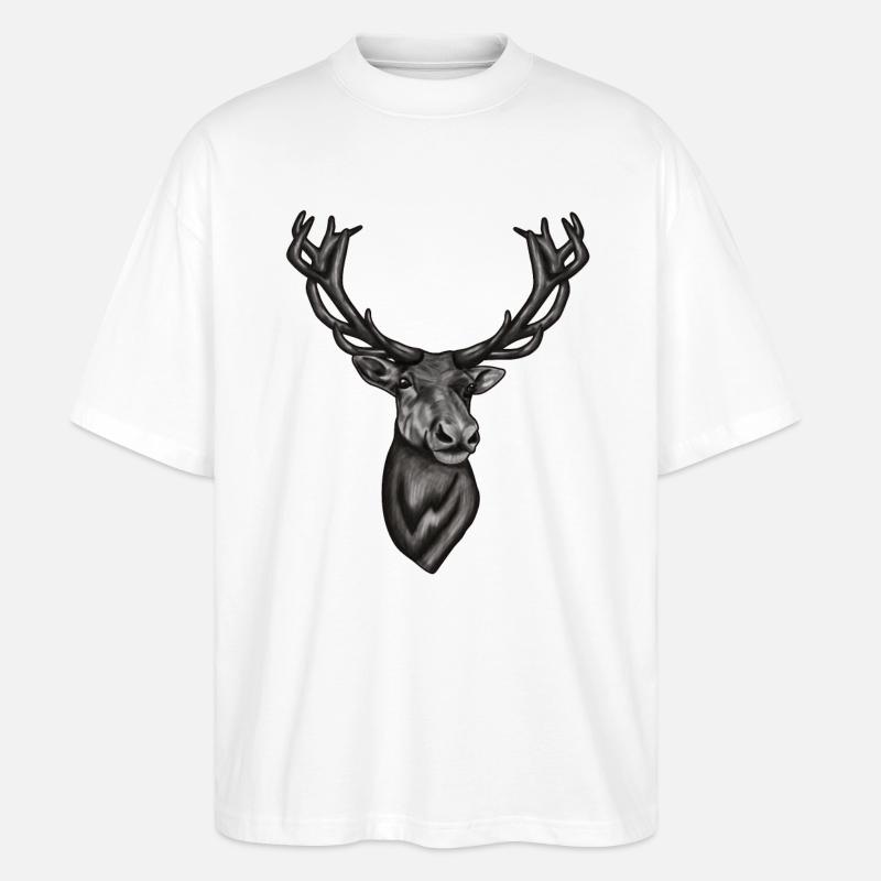 Weihnachtsgeschenk Rentier Hirsch - Stanley/Stella Oversized Unisex Bio T-Shirt Blaster 2.0 - Weiß
