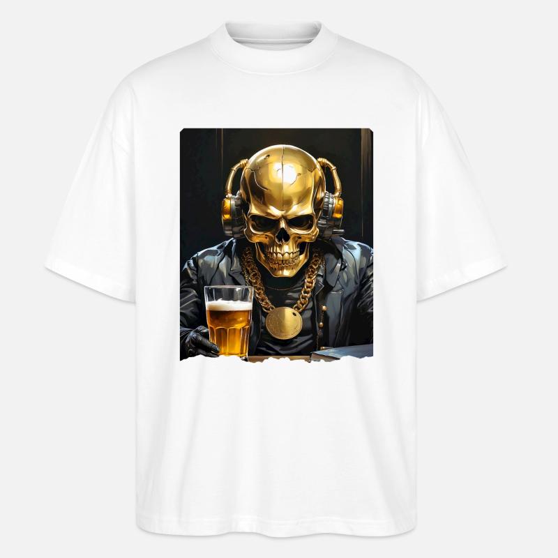 Bier Skull 0.7 - Stanley/Stella Oversized Unisex Bio T-Shirt Blaster 2.0 - Weiß