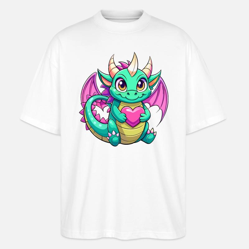 Farbenfroher Drache - Stanley/Stella Oversized Unisex Bio T-Shirt Blaster 2.0 - Weiß