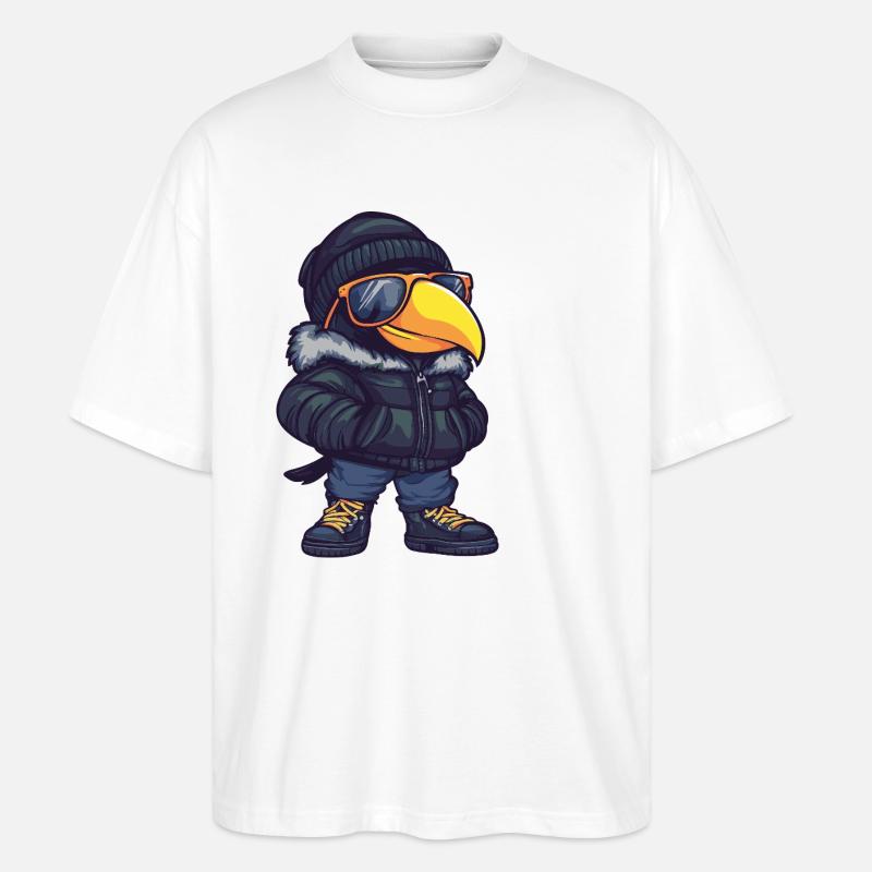 Toucan oiseau bande dessinée cool - T-shirt bio Blaster 2.0 coupe oversize Stanley/Stella Unisexe - blanc