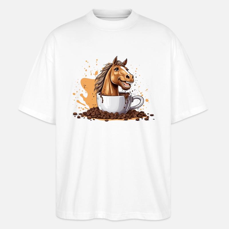 REITER PFERD KAFFEE REITEN - Stanley/Stella Oversized Unisex Bio T-Shirt Blaster 2.0 - Weiß
