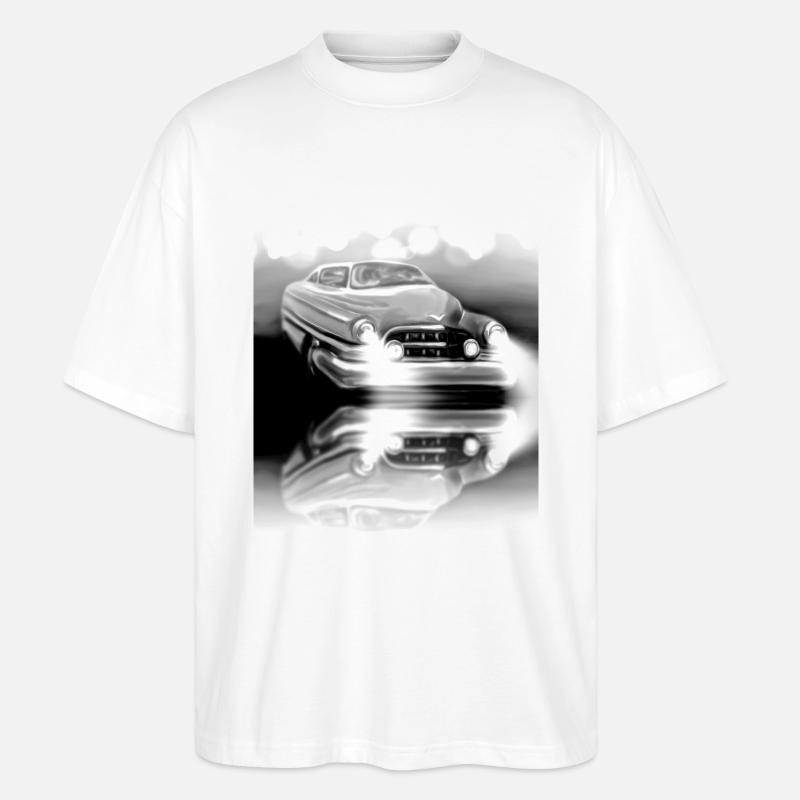 Schwarz weiß Auto Oldtimer - Stanley/Stella Oversized Unisex Bio T-Shirt Blaster 2.0 - Weiß