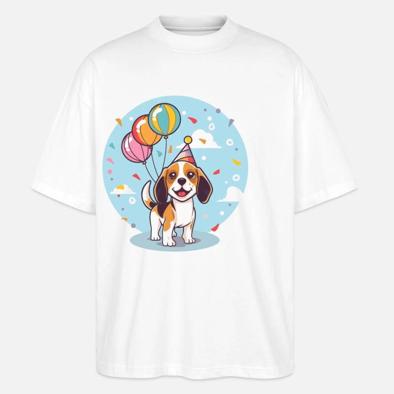 Beagle Chiens Anniversaire Bébé - T-shirt bio Blaster 2.0 coupe oversize Stanley/Stella Unisexe - blanc