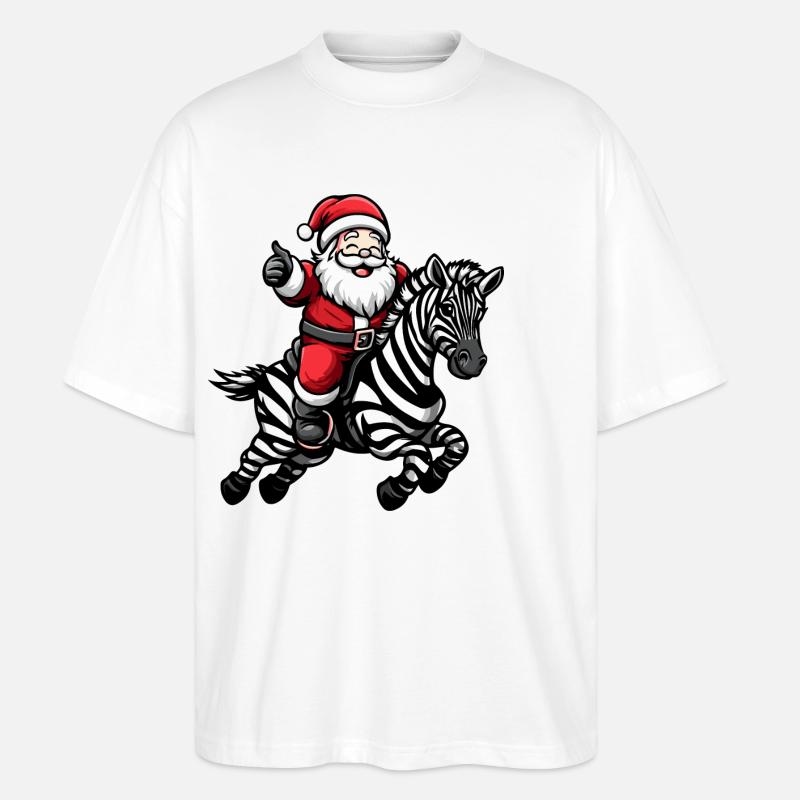 Zebra Weihnachtsmann - Stanley/Stella Oversized Unisex Bio T-Shirt Blaster 2.0 - Weiß
