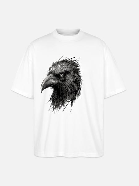 korp, teckning, abstrakt illustration - Ekologisk Oversized T-shirt Unisex Stanley/Stella Blaster 2.0 - vit