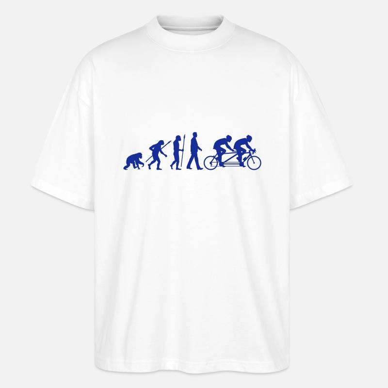 Evolution Tandem Radfahrer - Stanley/Stella Oversized Unisex Bio T-Shirt Blaster 2.0 - Weiß