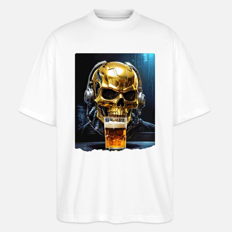 Crâne de bière 0.1 - T-shirt bio Blaster 2.0 coupe oversize Stanley/Stella Unisexe - blanc