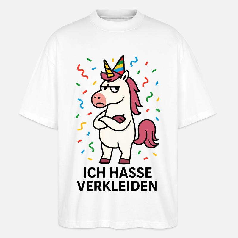 Faschingsmuffel Kostüm Einhorn hasse verkleiden - Stanley/Stella Oversized Unisex Bio T-Shirt Blaster 2.0 - Weiß
