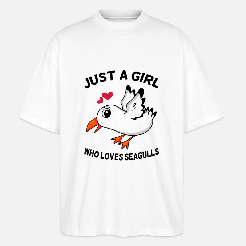 Möwe Liebe Mädchen - Stanley/Stella Oversized Unisex Bio T-Shirt Blaster 2.0 - Weiß