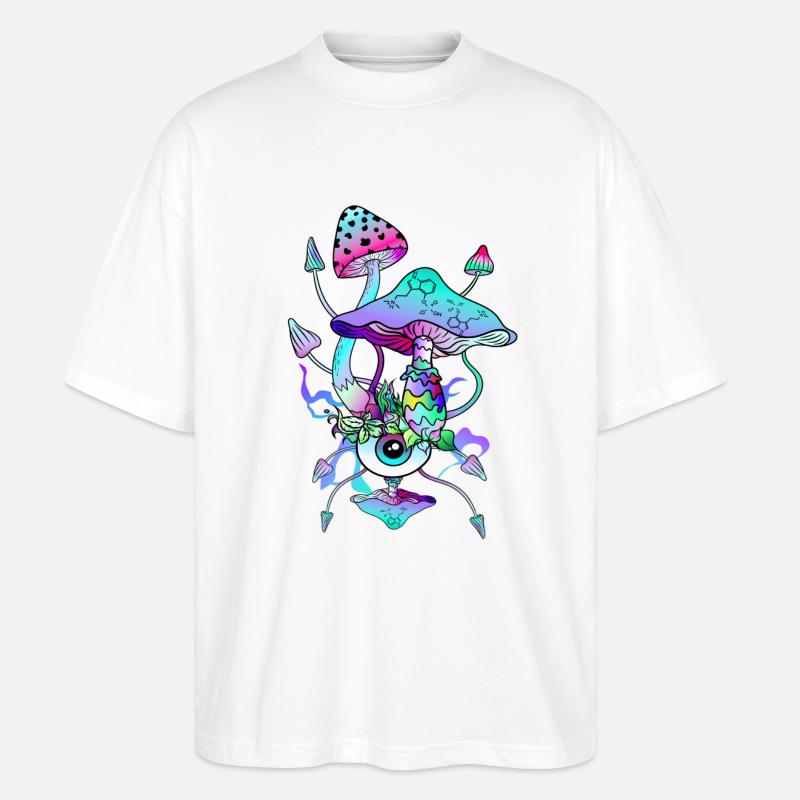 Psytrance Psychedelische Pilze - Stanley/Stella Oversized Unisex Bio T-Shirt Blaster 2.0 - Weiß