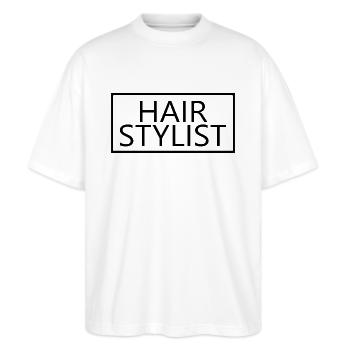 Coiffeur fier Diplômé Cadeau de coiffeur - T-shirt bio Blaster 2.0 coupe oversize Stanley/Stella Unisexe - blanc - Devant - Alina (178cm) & Michal (187cm)