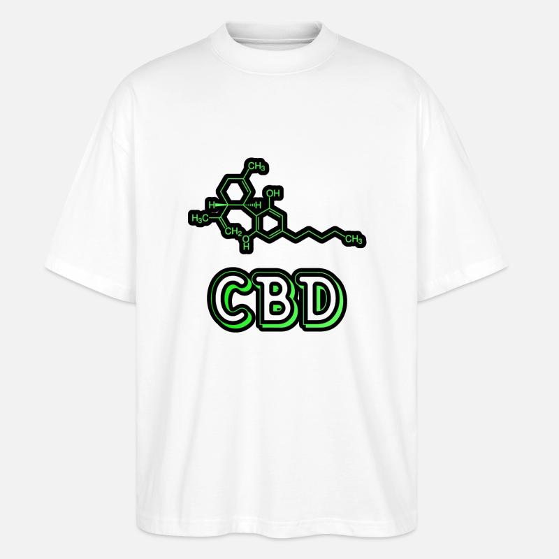 Cannabidiol - CBD Cannabis Geschenk - Stanley/Stella Oversized Unisex Bio T-Shirt Blaster 2.0 - Weiß
