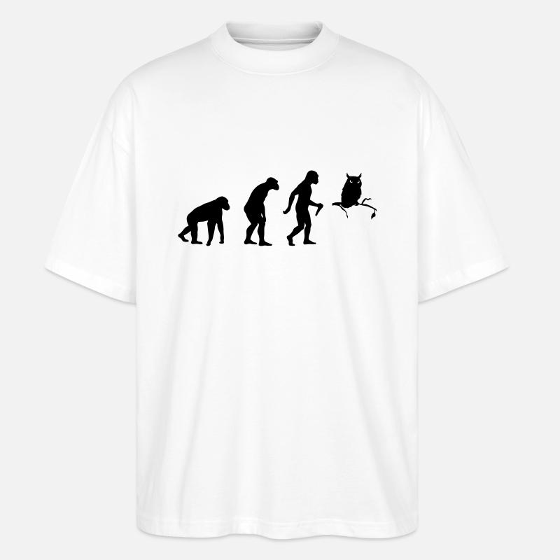 L'évolution du hibou - T-shirt bio Blaster 2.0 coupe oversize Stanley/Stella Unisexe - blanc