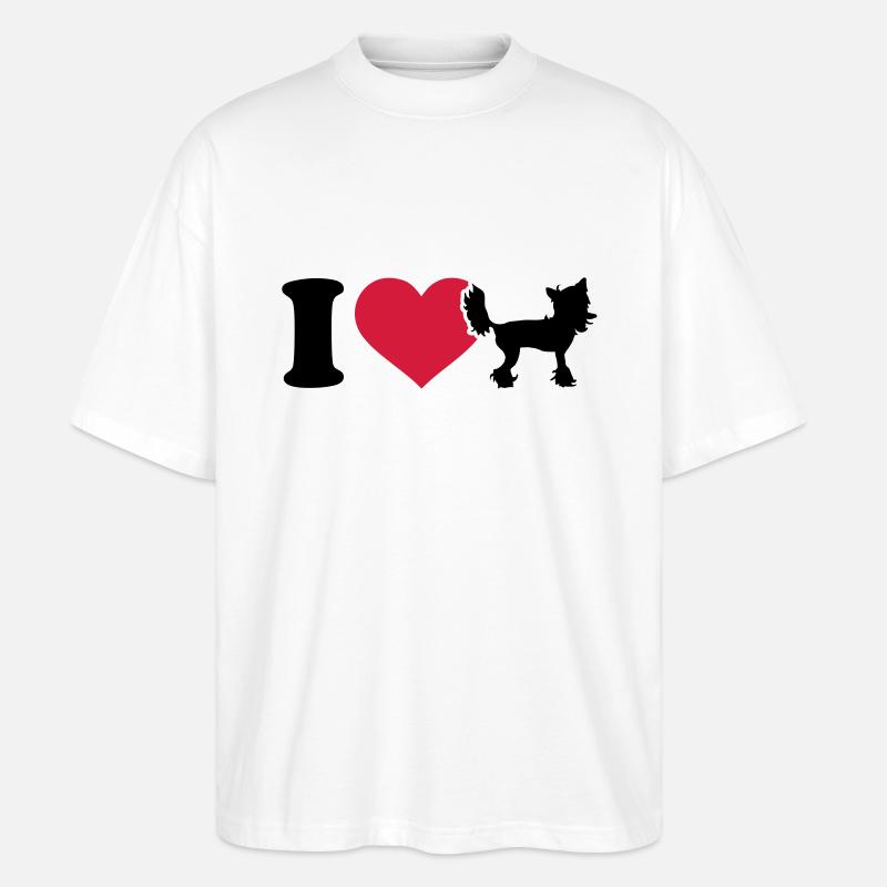 Chinesischer Schopfhund - Stanley/Stella Oversized Unisex Bio T-Shirt Blaster 2.0 - Weiß