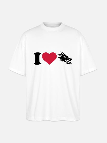 I love dragons - Stanley/Stella Oversized Unisex Organic T-shirt Blaster 2.0 - white