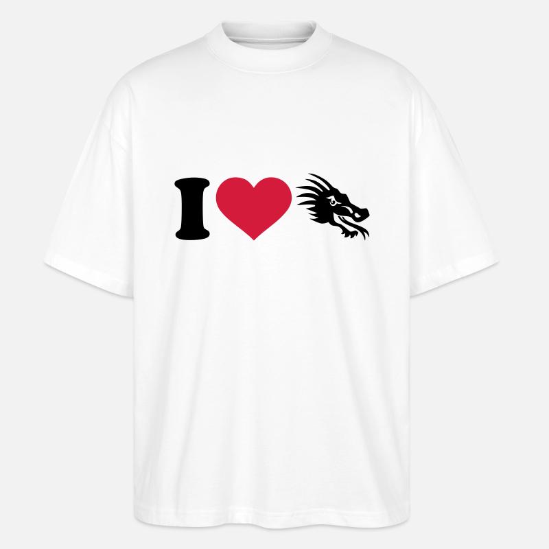 I love dragons - T-shirt bio Blaster 2.0 coupe oversize Stanley/Stella Unisexe - blanc
