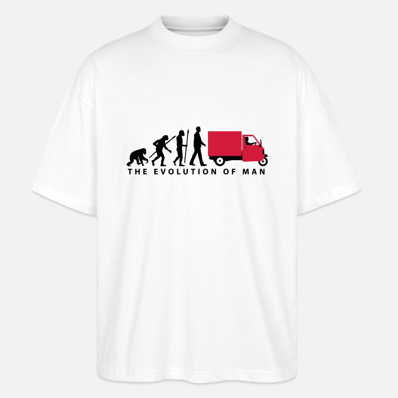 evolution_of_man_Piaggio Ape_092014_b_2c - Stanley/Stella Oversized Unisex Bio T-Shirt Blaster 2.0 - Weiß