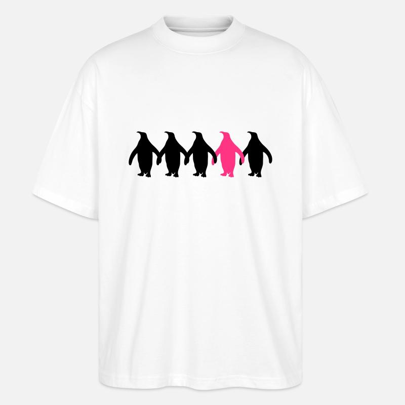 Be Different Pinguine Muster Lustig - Stanley/Stella Oversized Unisex Bio T-Shirt Blaster 2.0 - Weiß