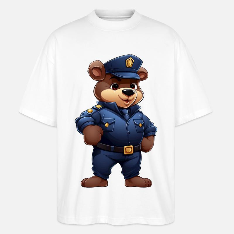 Polizei Bär - Stanley/Stella Oversized Unisex Bio T-Shirt Blaster 2.0 - Weiß