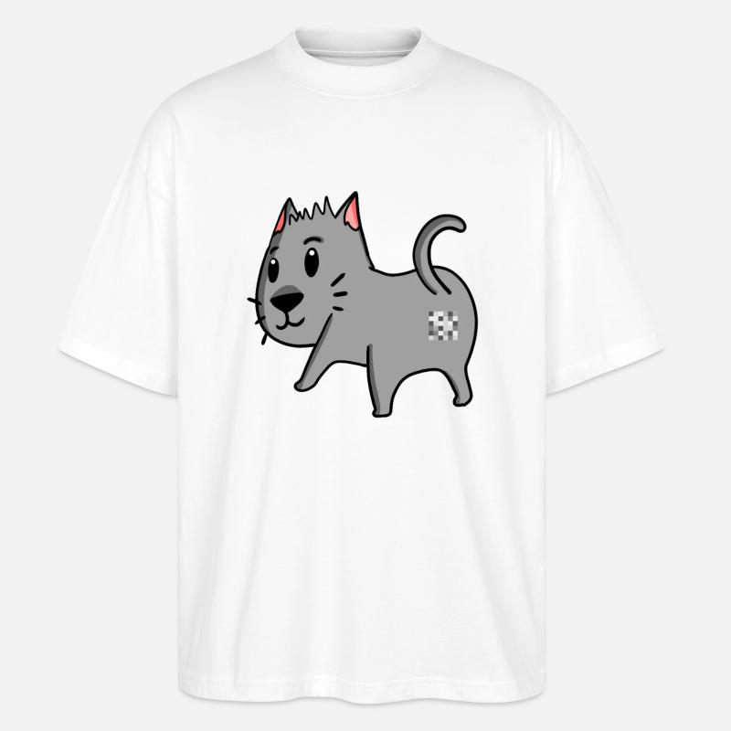 Katze Arsch - Katze Hintern - Stanley/Stella Oversized Unisex Bio T-Shirt Blaster 2.0 - Weiß