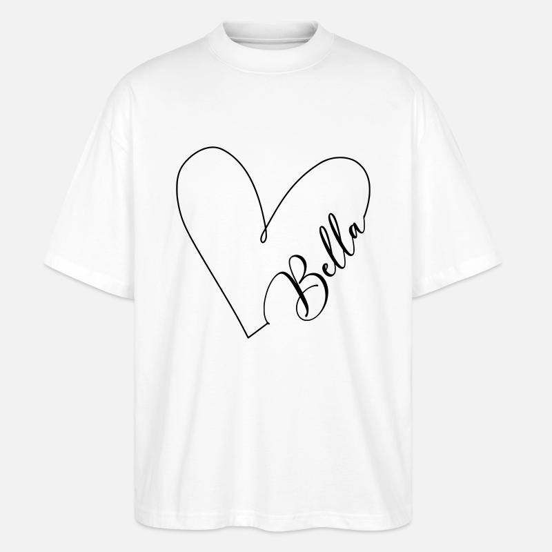 Bella Name Herzlinie - Stanley/Stella Oversized Unisex Bio T-Shirt Blaster 2.0 - Weiß