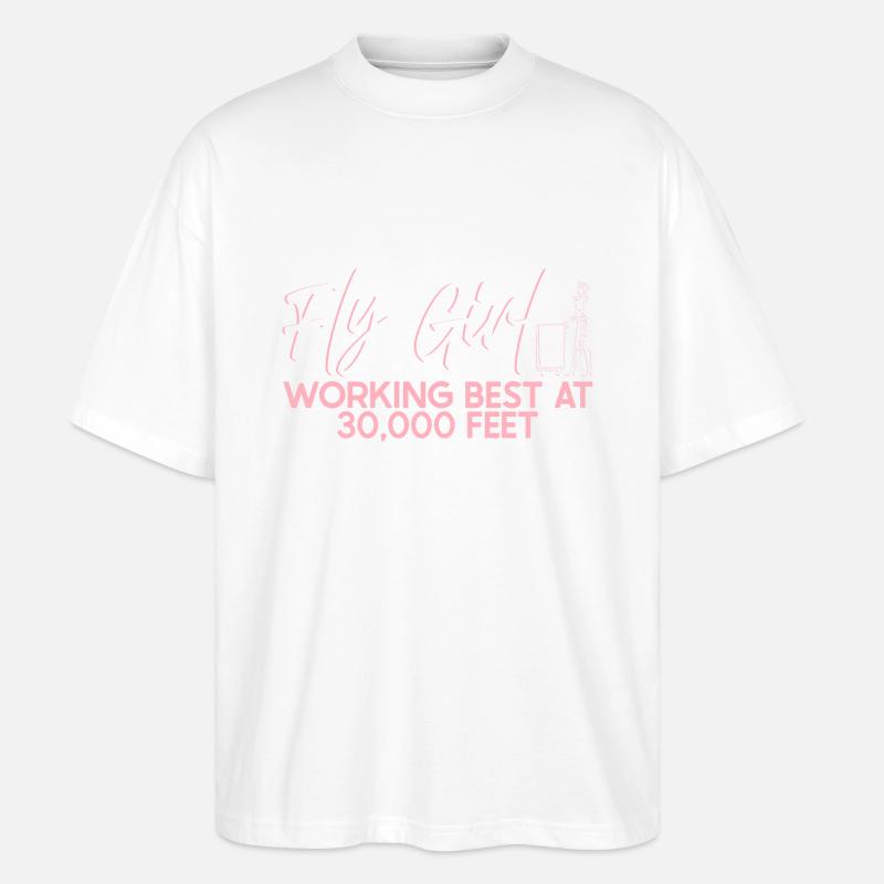 Stewardess Flugbegleiterin Flugzeugfahrt Luftfahrt - Stanley/Stella Oversized Unisex Bio T-Shirt Blaster 2.0 - Weiß