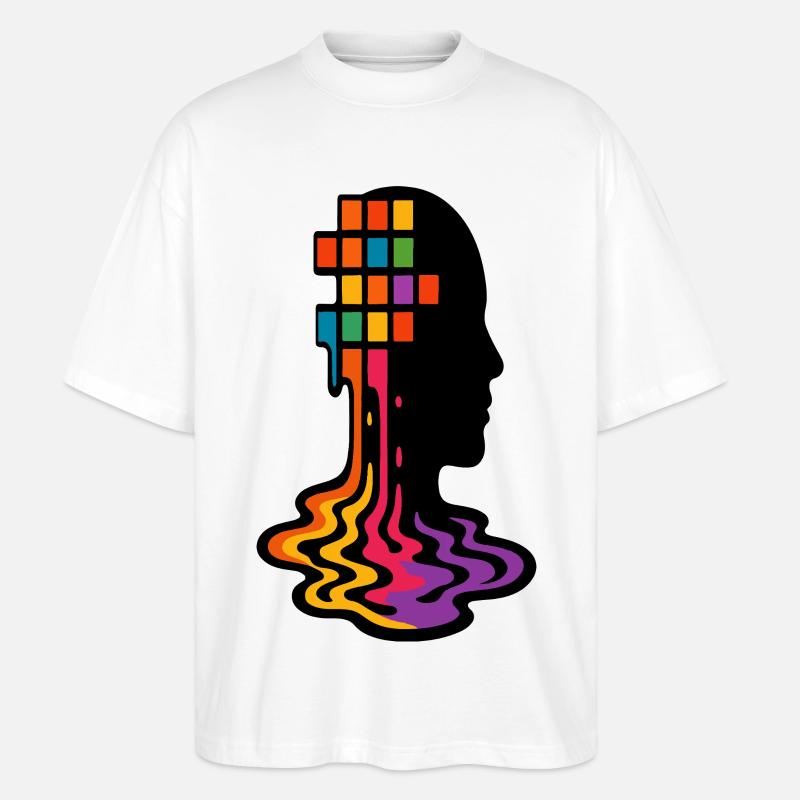 Regenbogen Pixel Schmelz Porträt - Stanley/Stella Oversized Unisex Bio T-Shirt Blaster 2.0 - Weiß